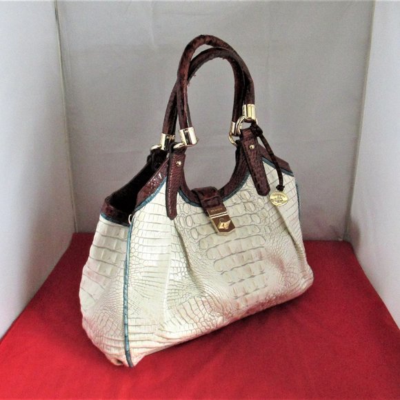 Brahmin Elisa Pearl Presley Embossed Leather Satchel - Picture 3 of 16